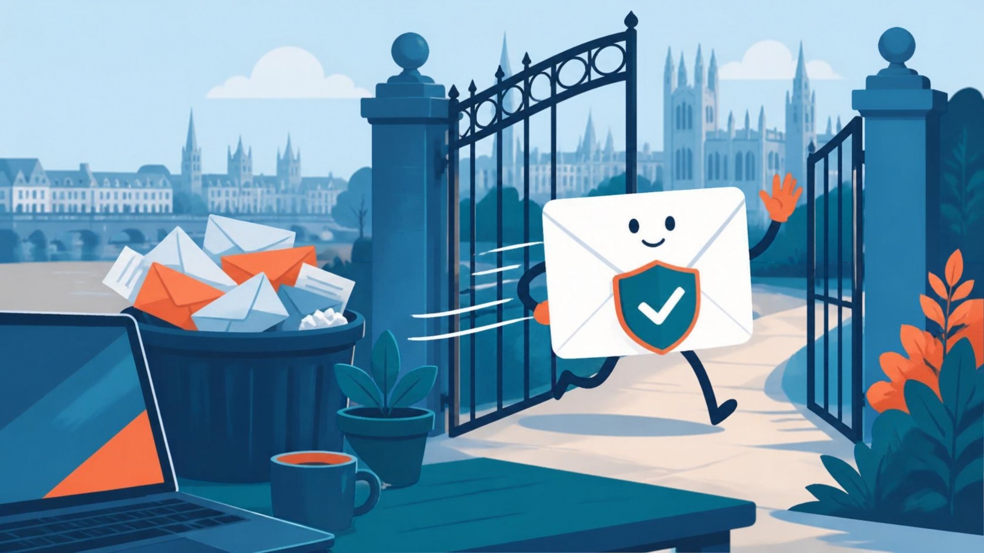 Open Smart: illustration of an email being checked before it reaches the inbox